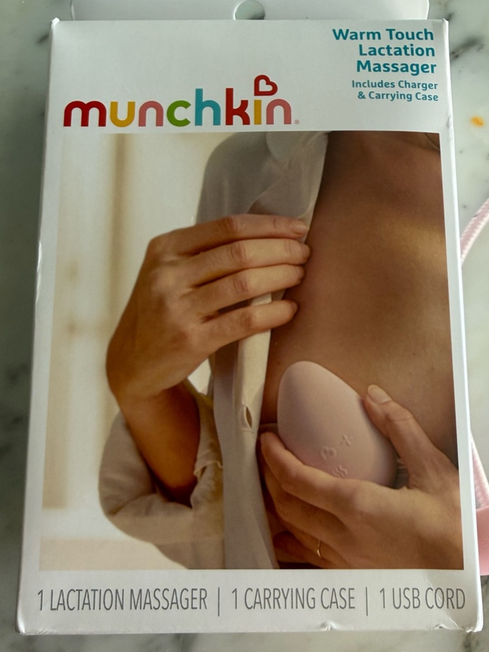 Munchkin Soft Pink Lactation Massager - Portable Breast Massage Device